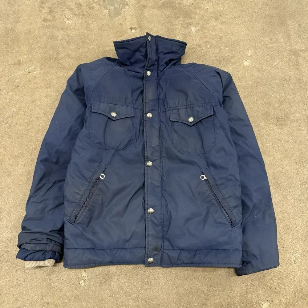 Vintage 70s The North Face TNF Goose Down Puffer Jacket Mens Sz Small Navy Blue